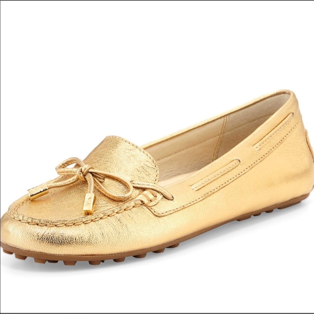 Michael Kors Women’s Gold Leather Moccasin Flats